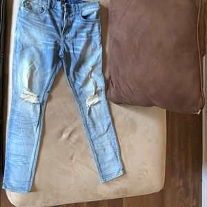 PacSun light blue distressed denim stacked skinny